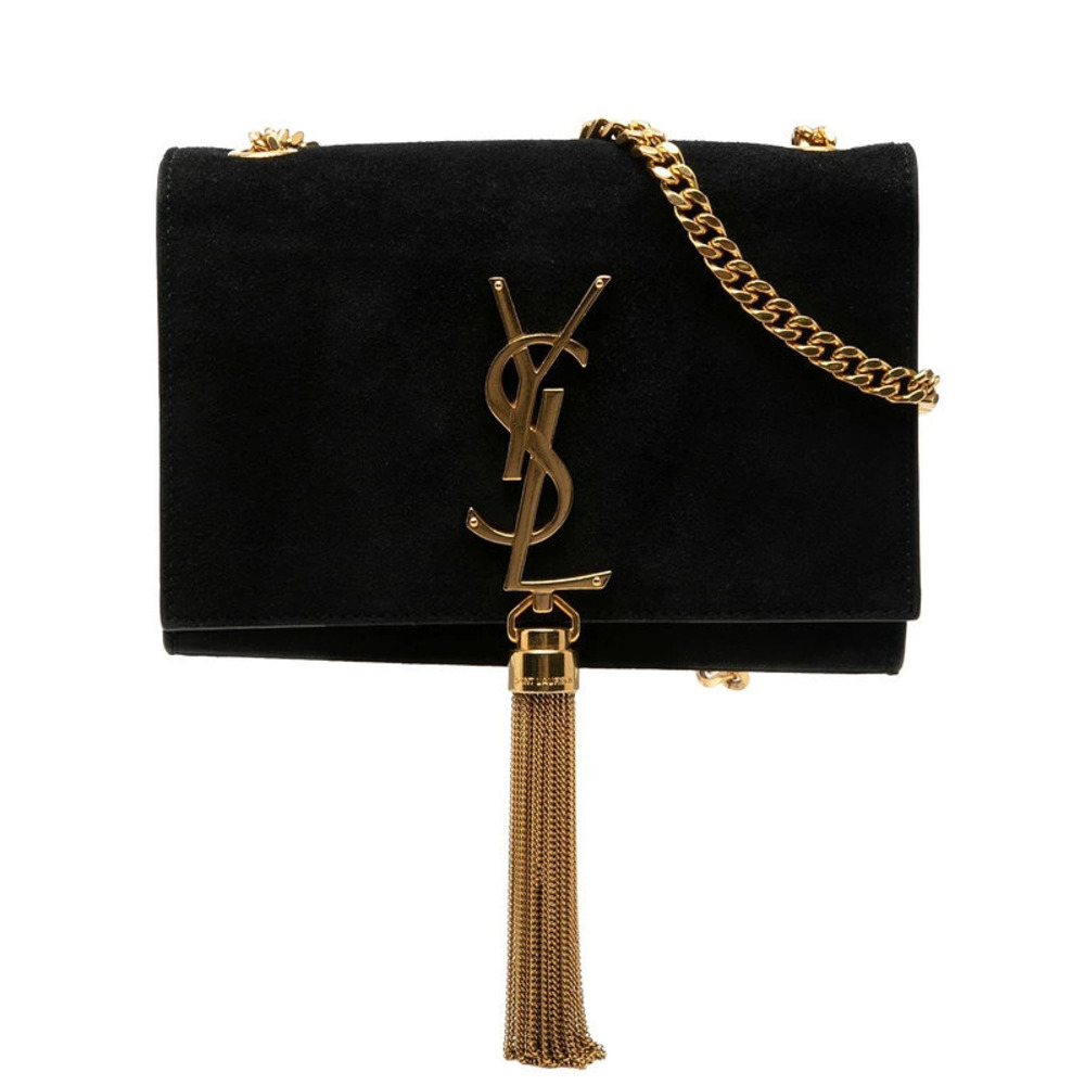 Saint Laurent YSL Kate Crossbody Chain Shoulder Bag Black Suede Leather